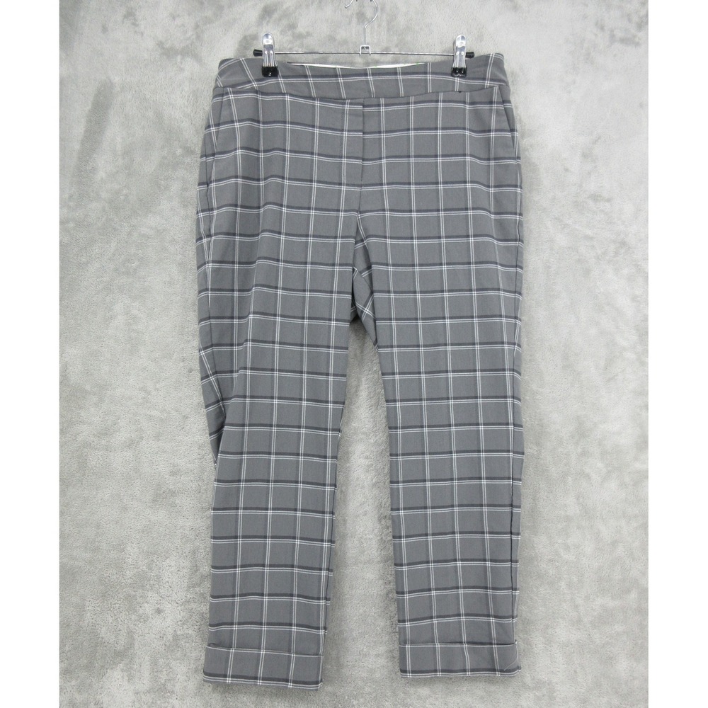 Swing Control Pants Womens Size 16 Plaid Golf Activewear Pull On Pockets Gray